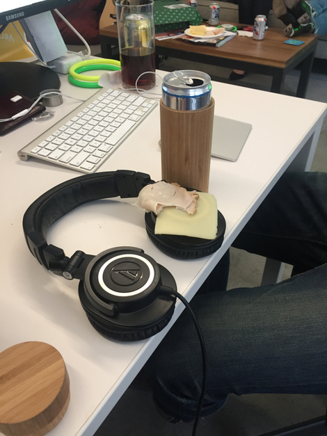 Ryan’s headphones and cold cuts